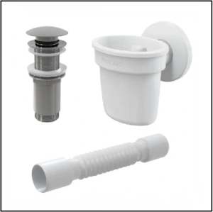 Аксесуари Alcaplast: водозливи, гнучкі з'єднання, лійки з сифоном