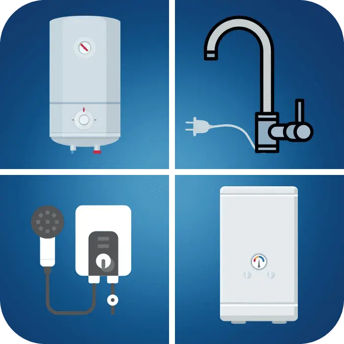 Циліндричний бойлер висить на білій стіні