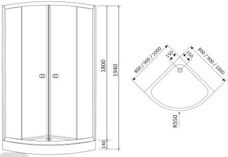 Душова кабіна BLACK VELUM з мілким піддоном