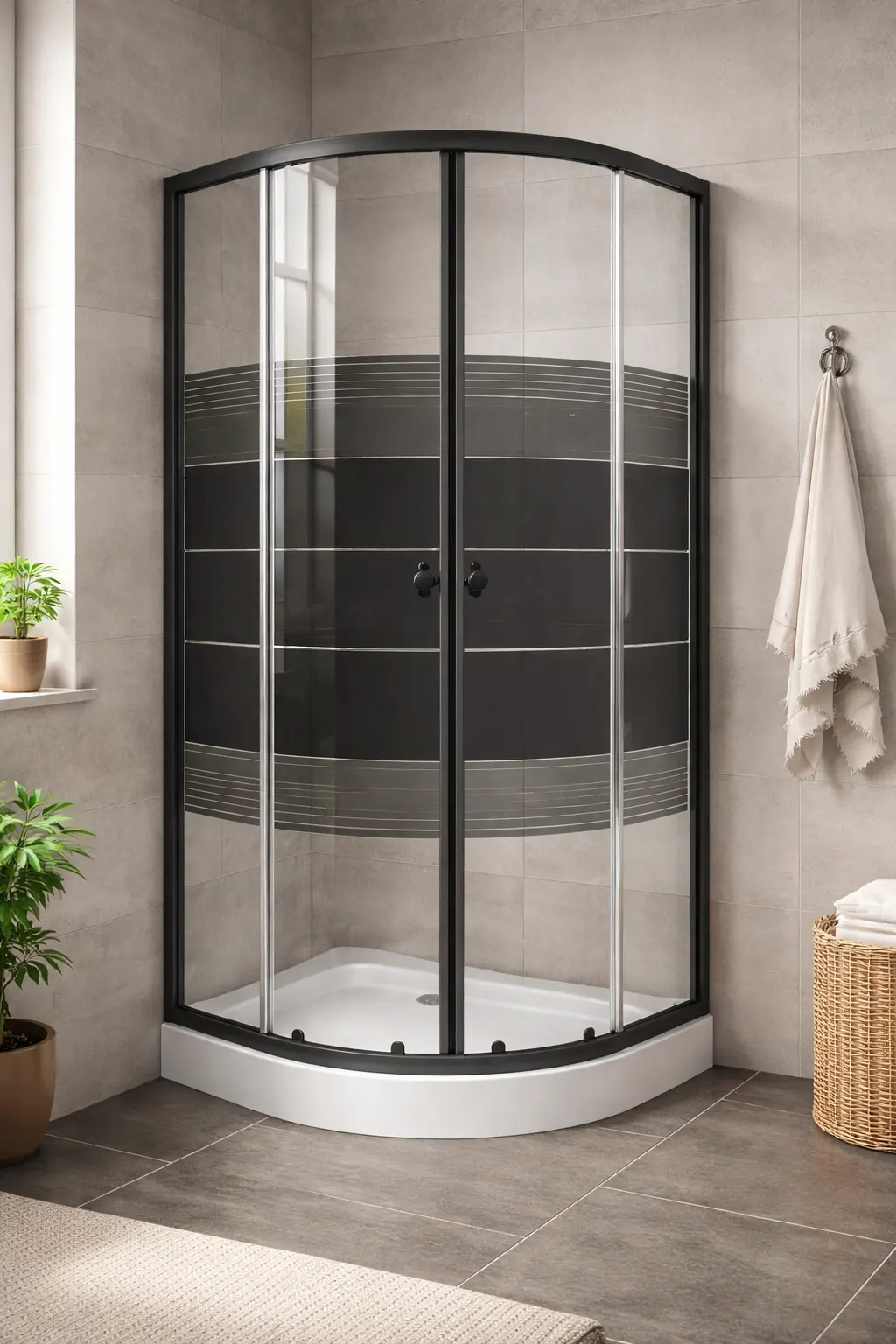 Душова кабіна BLACK VELUM з мілким піддоном