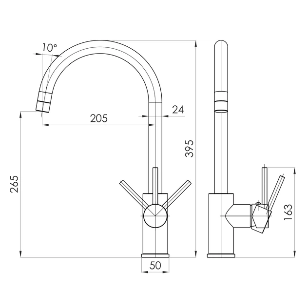 Змішувач латунний для кухні ARGO-S, чорний матовий IMPRESE