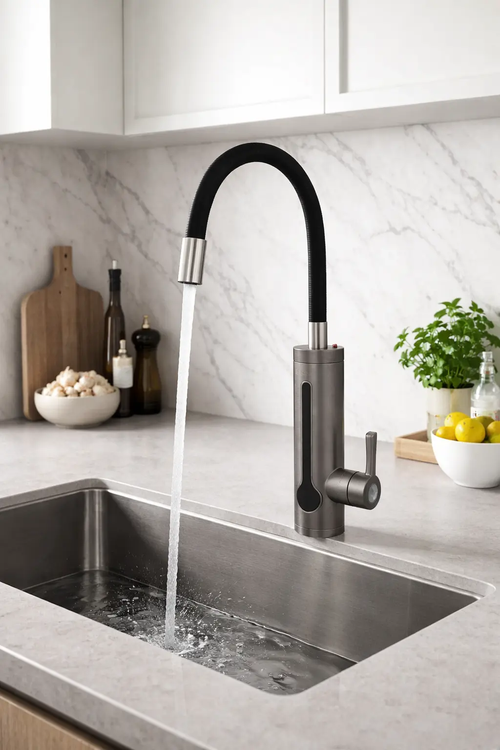 Проточний водонагрівач WEZER SDR-G18TR-Grey, гнучкий вилив 3,3 кВт 