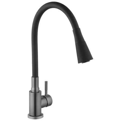 Змішувач гнучкий гусак для кухні Kroner KRP Edelstahl Klassisch - PVD031BLK