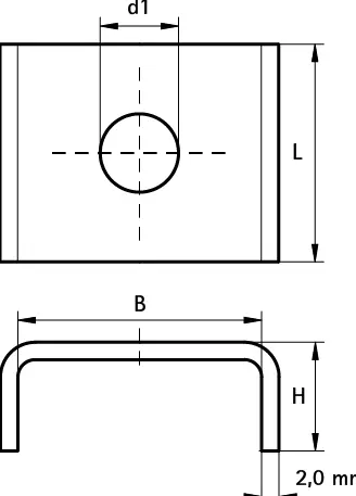 Металева U-подібна шайба BIS 10,5×30×30 мм
