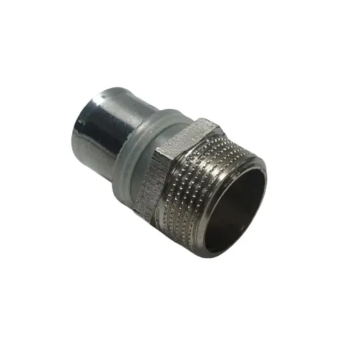 Муфта під прес нікельована латунь 20 х 3/4'' зовнішня різьба купити Черкаси